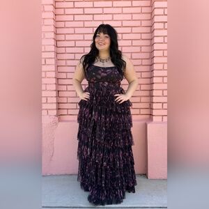 Hutch Black and Pink Floral Layered Dress